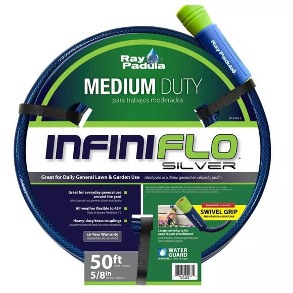 InfiniFlo 50ft Silver Medium Duty Garden Hose: Leak-Resistant, - Picture 1 of 2